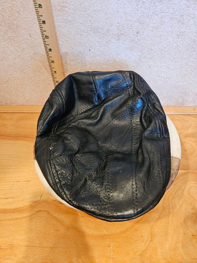 Vintage Black Leather Cap