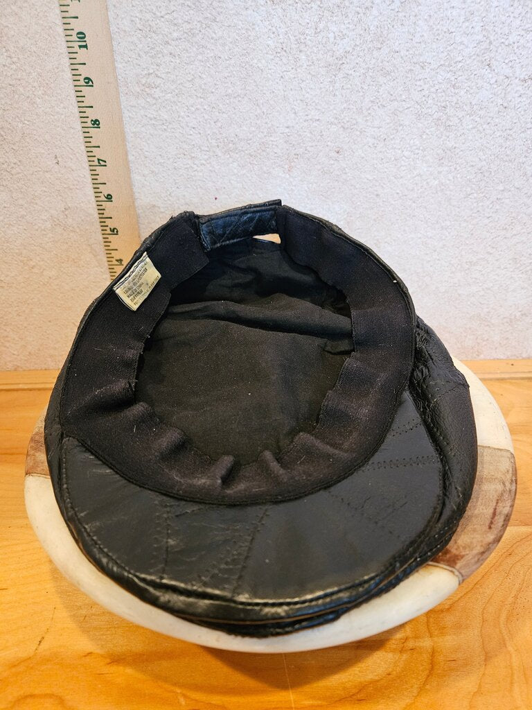 Vintage Black Leather Cap