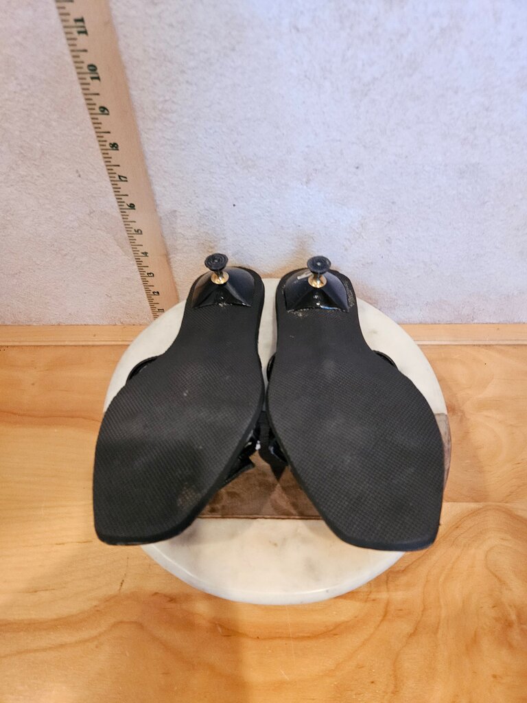Women's Black Flat Sandals with Animal Print Accent