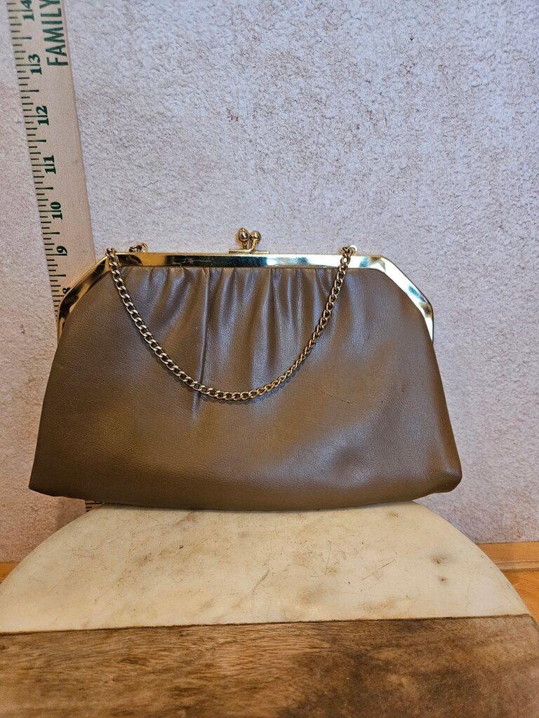 Vintage Brown Clutch Purse with Chain