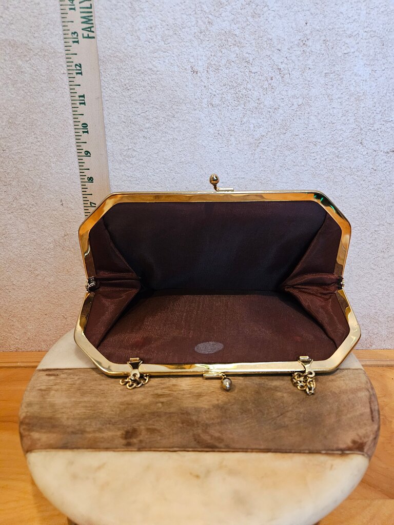 Vintage Brown Clutch Purse with Chain