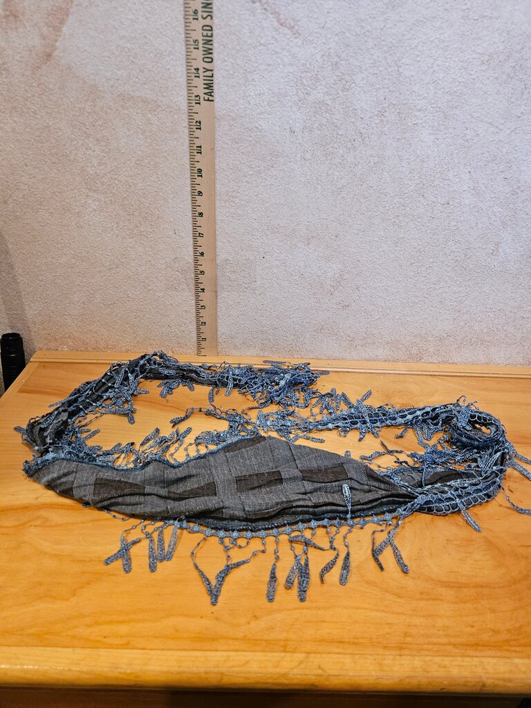 Blue Fringed Scarf
