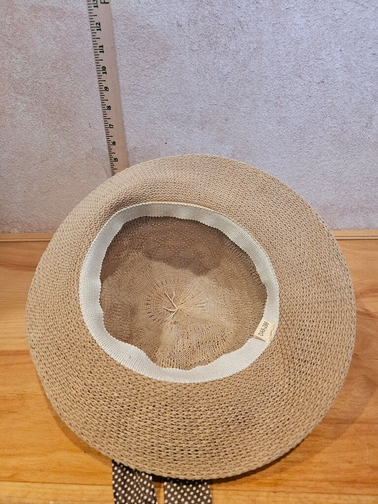 Women’s Straw Hat with Polka Dot Ribbon