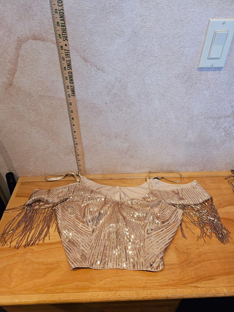 Vintage Sequin Blouse with Fringe