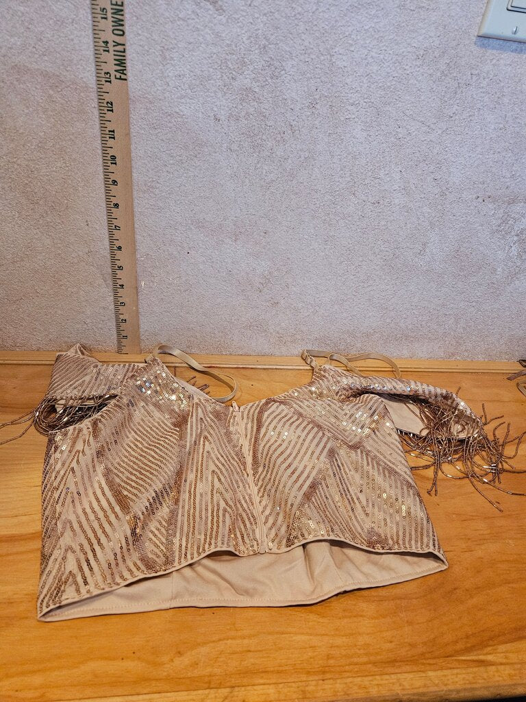 Vintage Sequin Blouse with Fringe