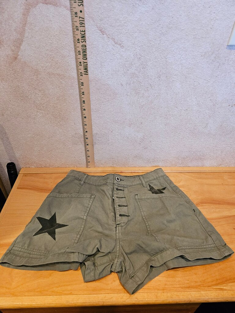 Pistola Women's Olive Green Star Print Shorts