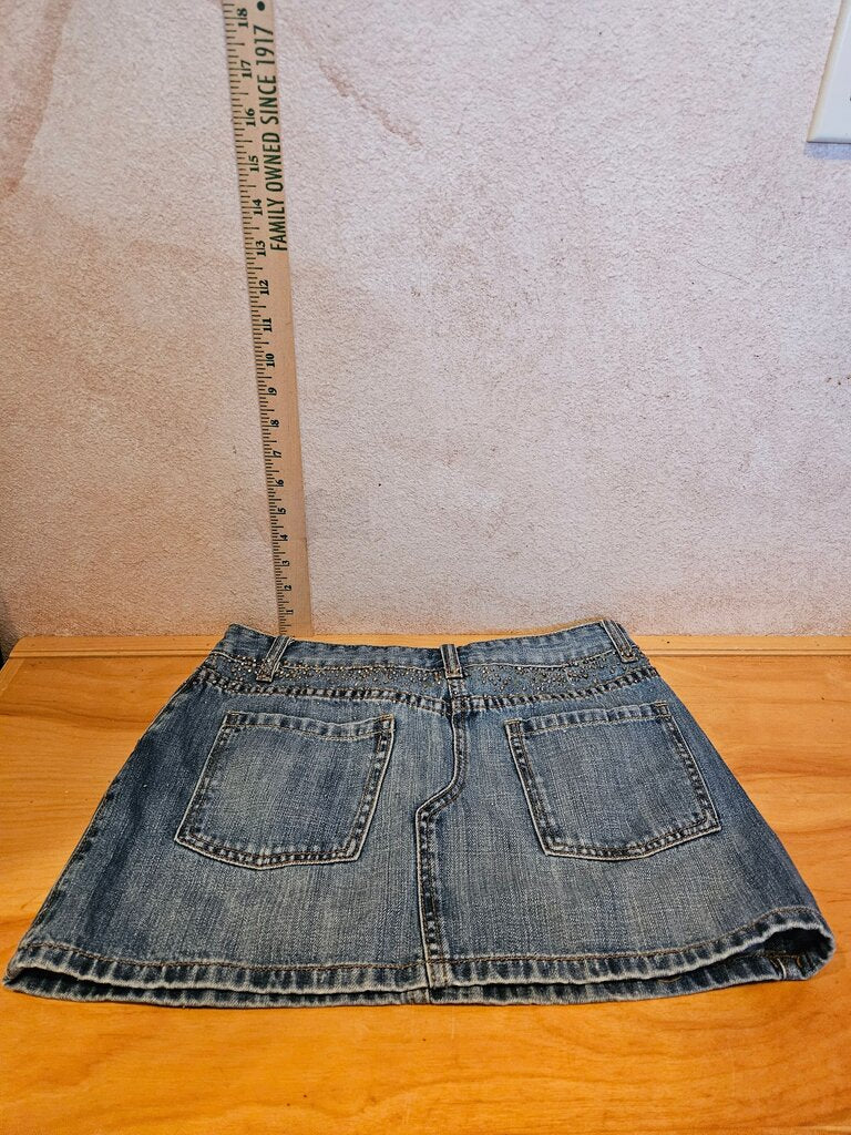 Girls Denim Jean Skirt with Beaded Detail