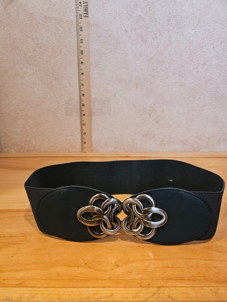 Black Fashion Belt with Metal Detail