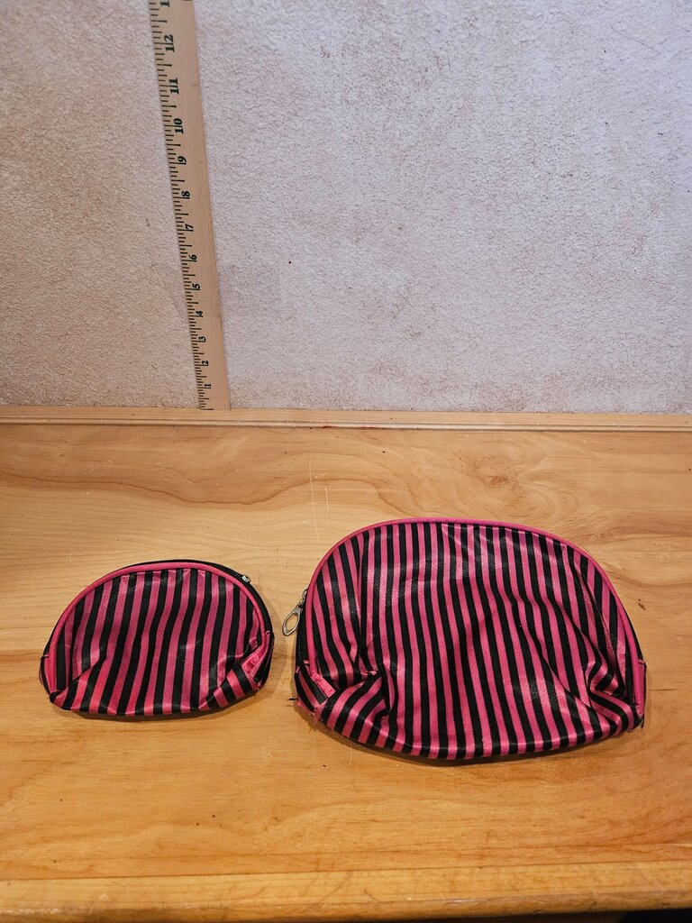 Striped Makeup Pouch Set