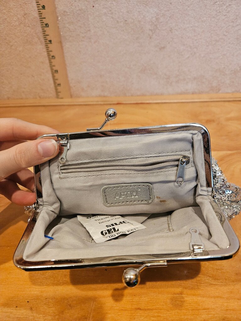 Sparkling Silver Sequin Clutch Bag