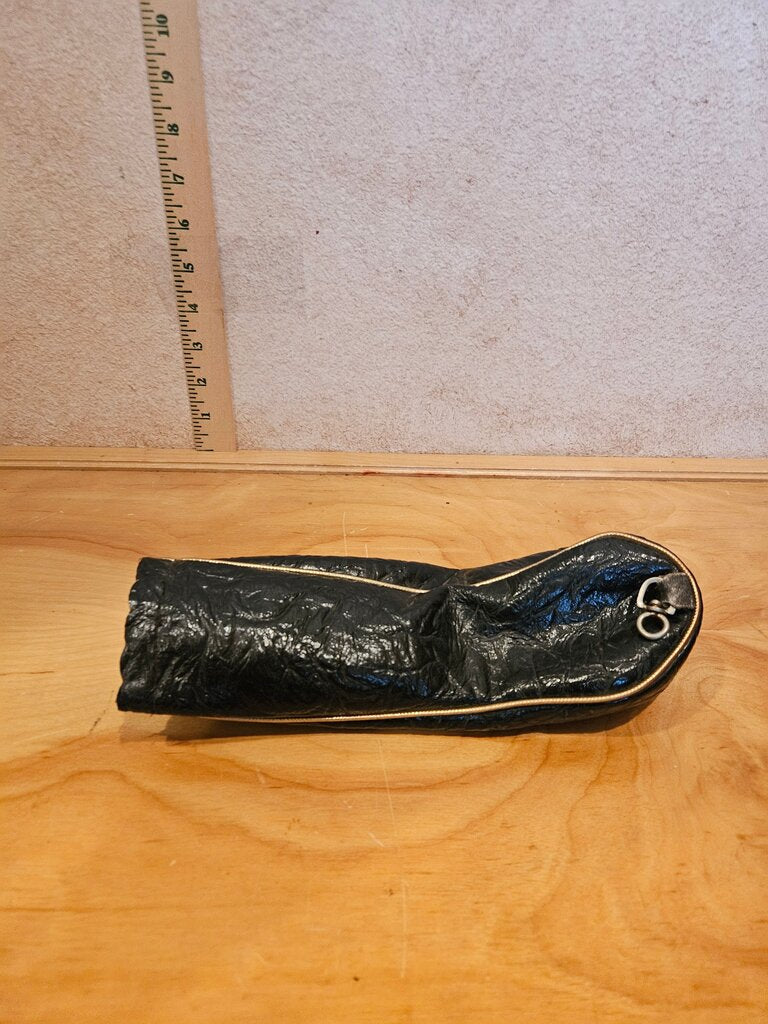 Vintage Black Leather Golf Club Head Cover