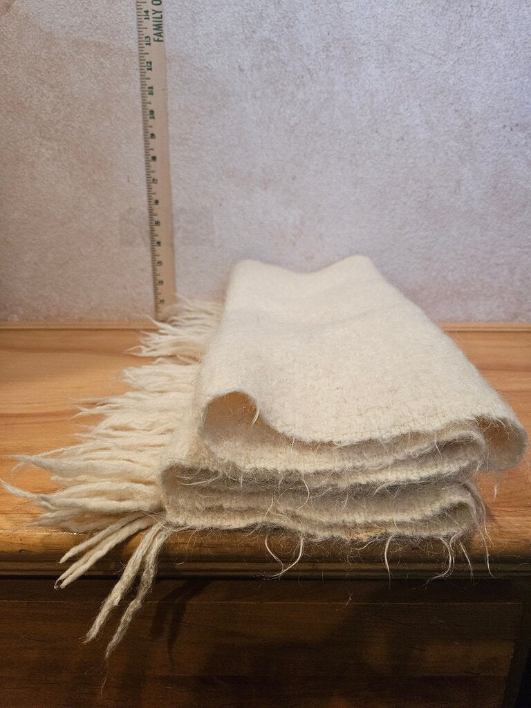 Cream Woven Scarf with Fringe