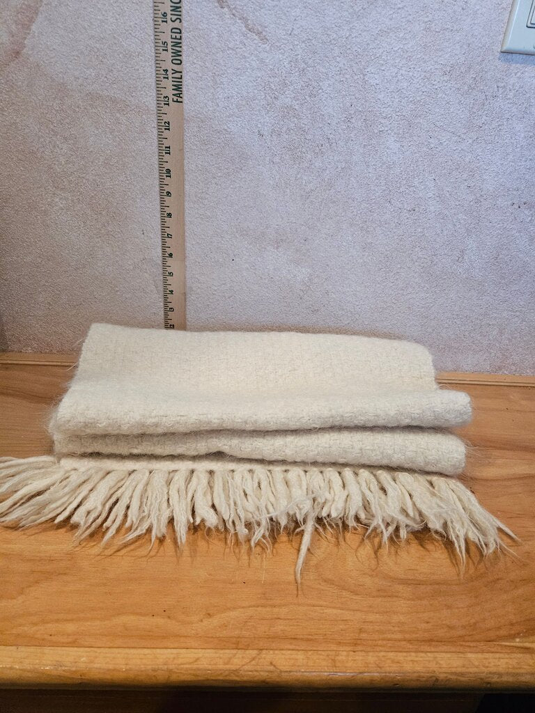 Cream Woven Scarf with Fringe