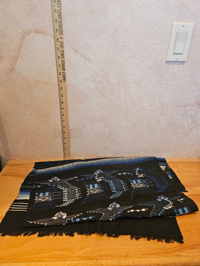Handwoven Black and Blue Textile