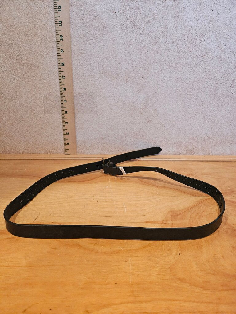 Black Leather Belt with Studded Design