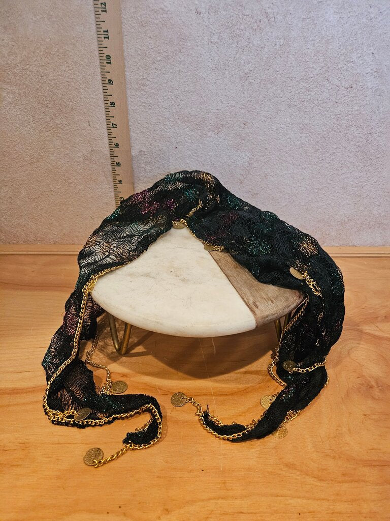 Black Sheer Coin Scarf