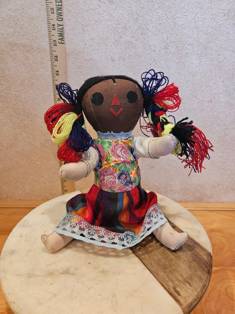 Handcrafted Vintage Handmade Black African American Rag Doll Joints Indian Braid