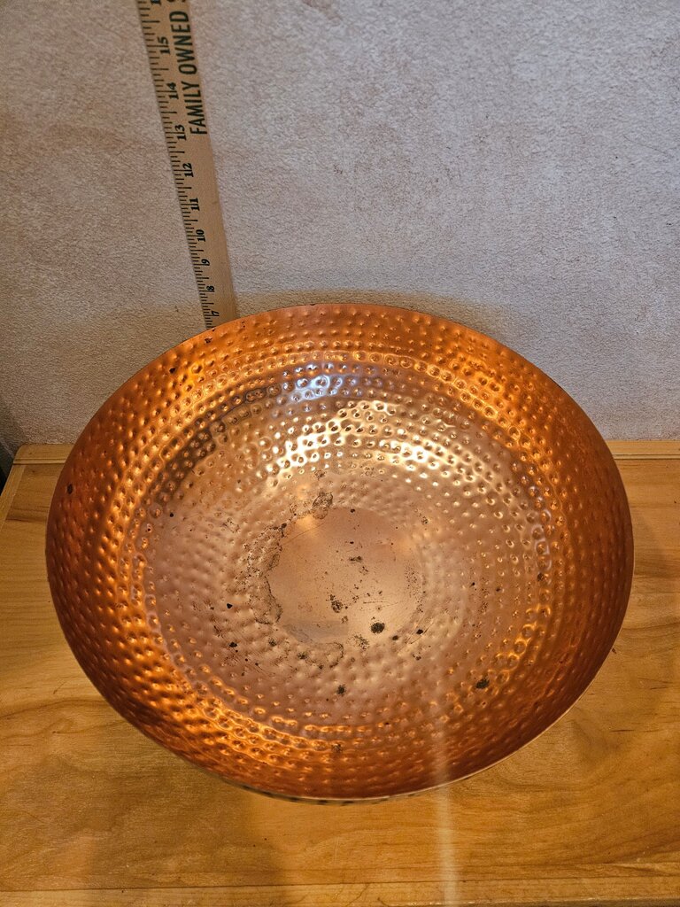 Round Hammered Metal Bowl, Copper Finish fruit bowl kitchen display