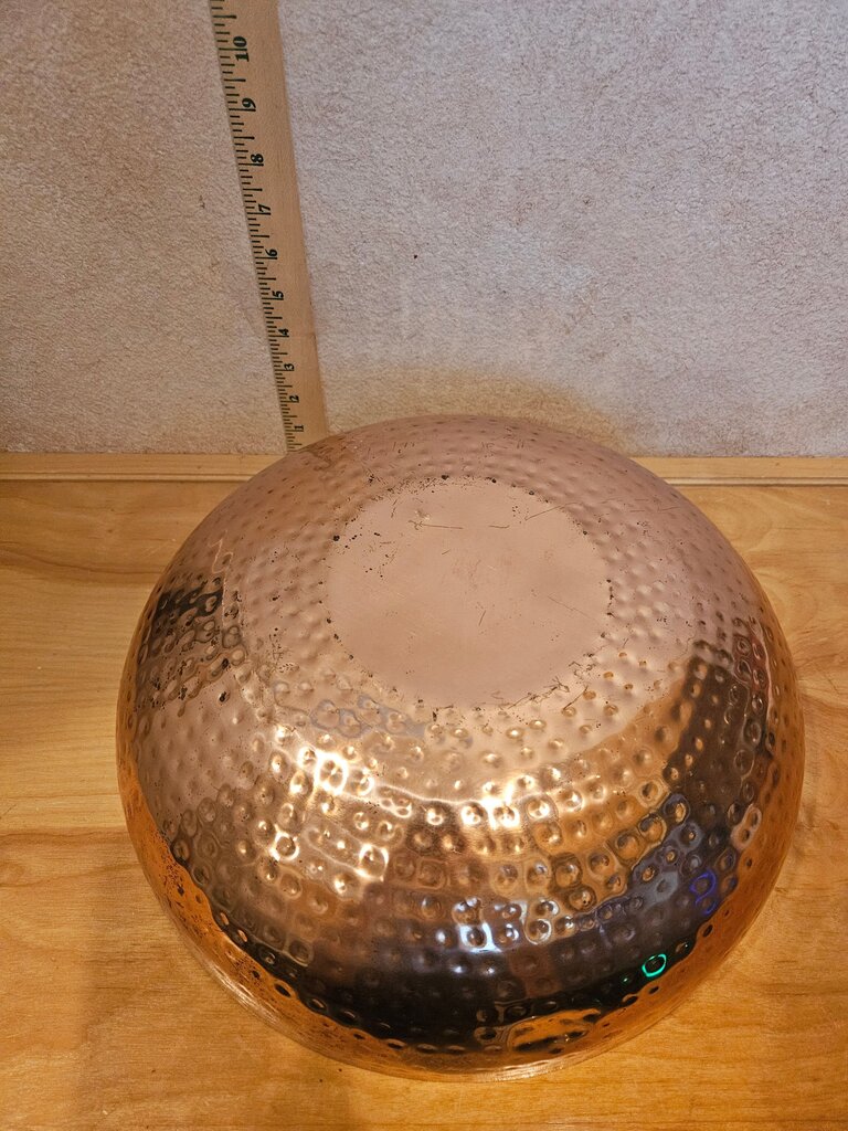 Round Hammered Metal Bowl, Copper Finish fruit bowl kitchen display