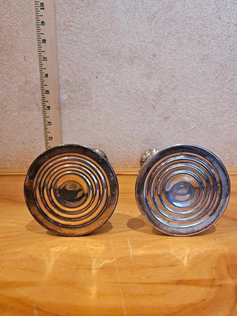 Pair of Silver Candle Stick Holders Vintage Patina Candlestick mantel table old regency decor