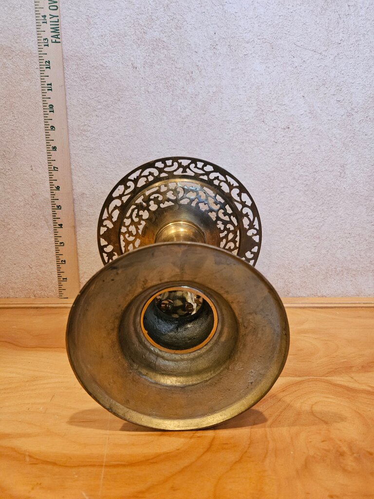 Vintage Ornate, detailed Brass Candle Holder w Pins, Elaborate, Intricate design