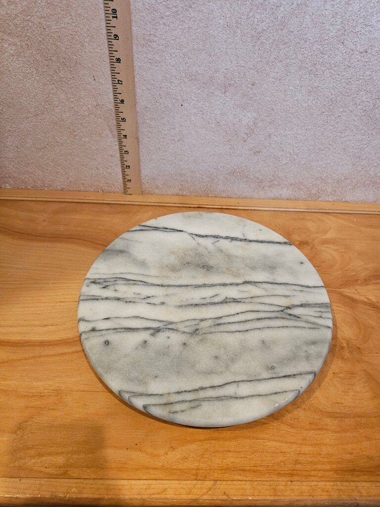 Vintage Veined Marble Stone Revolving Cheese Cake Platter Tray Lazy Jane circa 1970-80's display serving cookie baking cloche riser