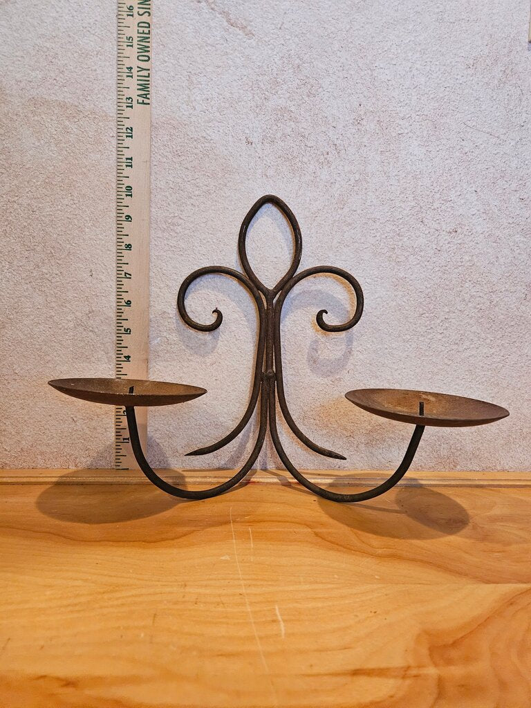 Fleur de Lis Sconce Candle Holder | Black Wrought Iron Candle Holder | French Country Decor | Gothic Home Decor | Medieval Home Decor