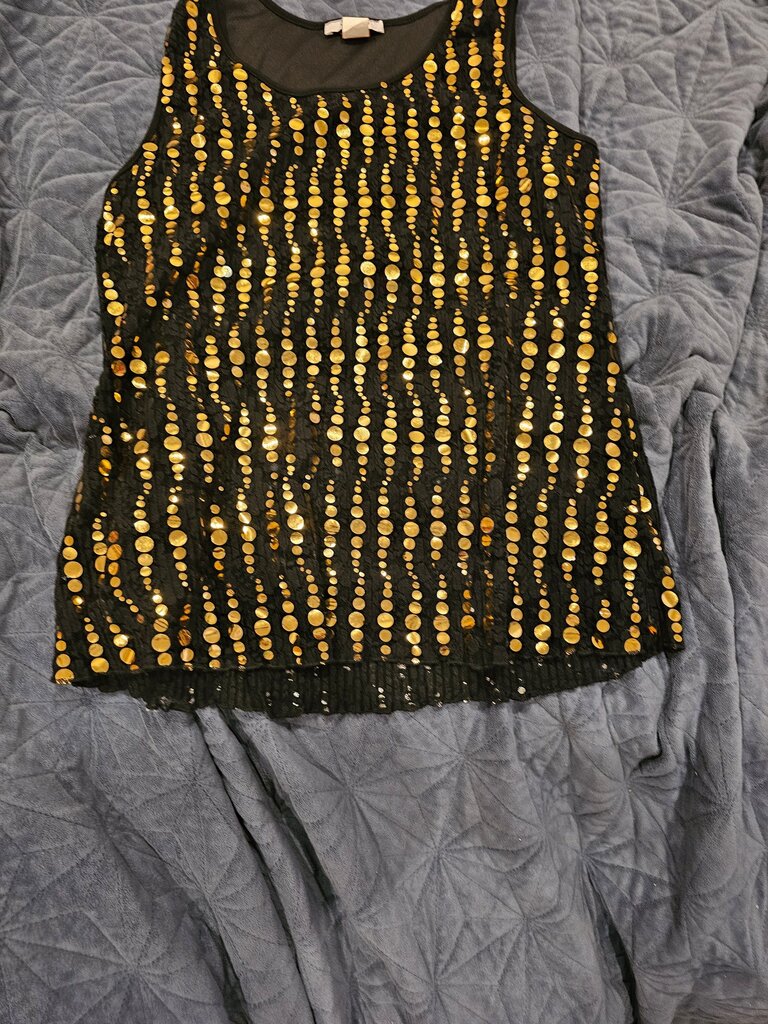 Black and Gold Sequin Top