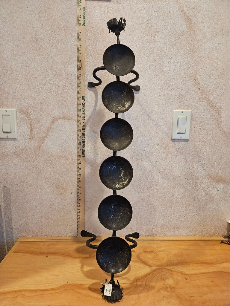 Rustic Wrought Iron Candle Holder LARGE 6 Pillar Scroll Work Table Top Fireplace