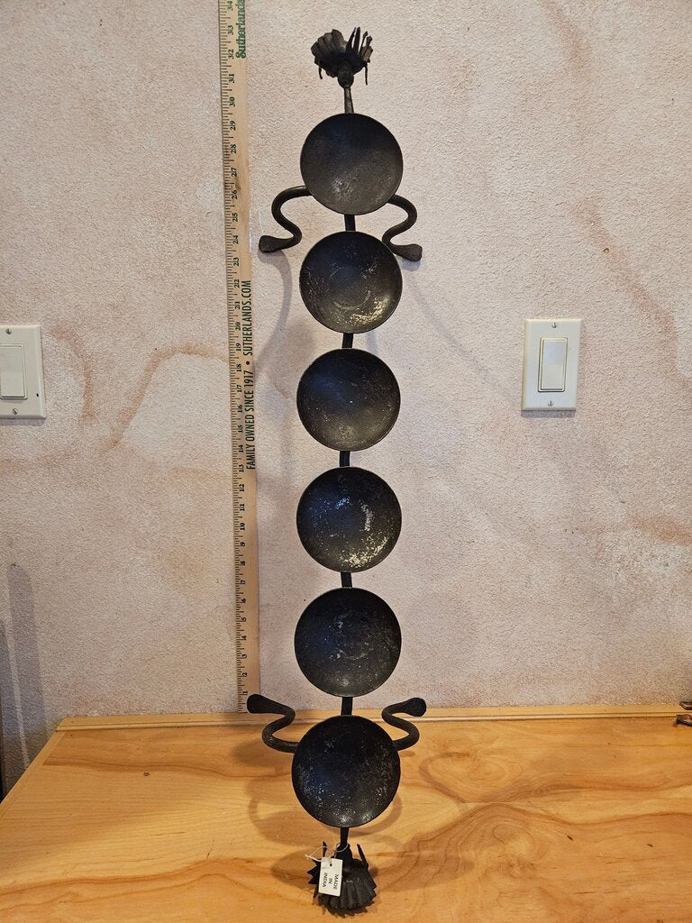 Rustic Wrought Iron Candle Holder LARGE 6 Pillar Scroll Work Table Top Fireplace