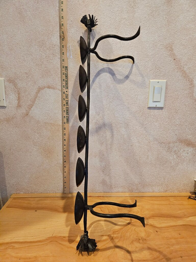 Rustic Wrought Iron Candle Holder LARGE 6 Pillar Scroll Work Table Top Fireplace