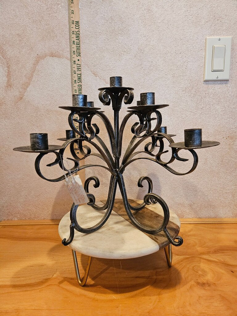 Elegant Black Metal Candle Holder Large Scrolled Iron Centerpiece Candelabrum gothic wicken Halloween mantel display