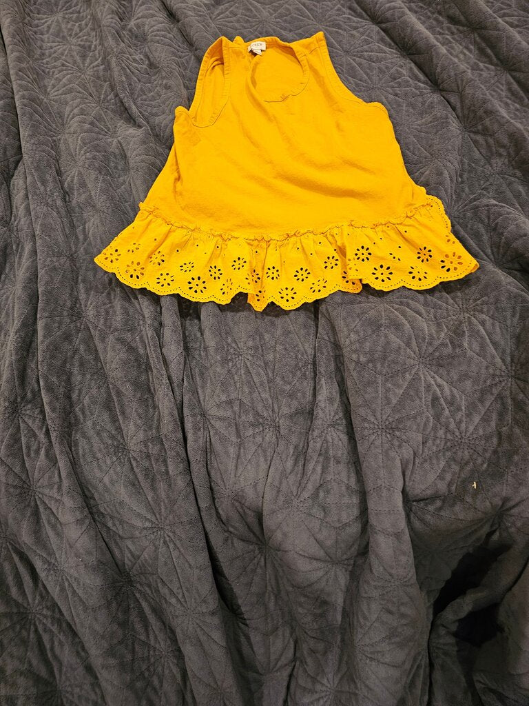 J.Crew Girls' Yellow Sleeveless Tunic with Eyelet Hem