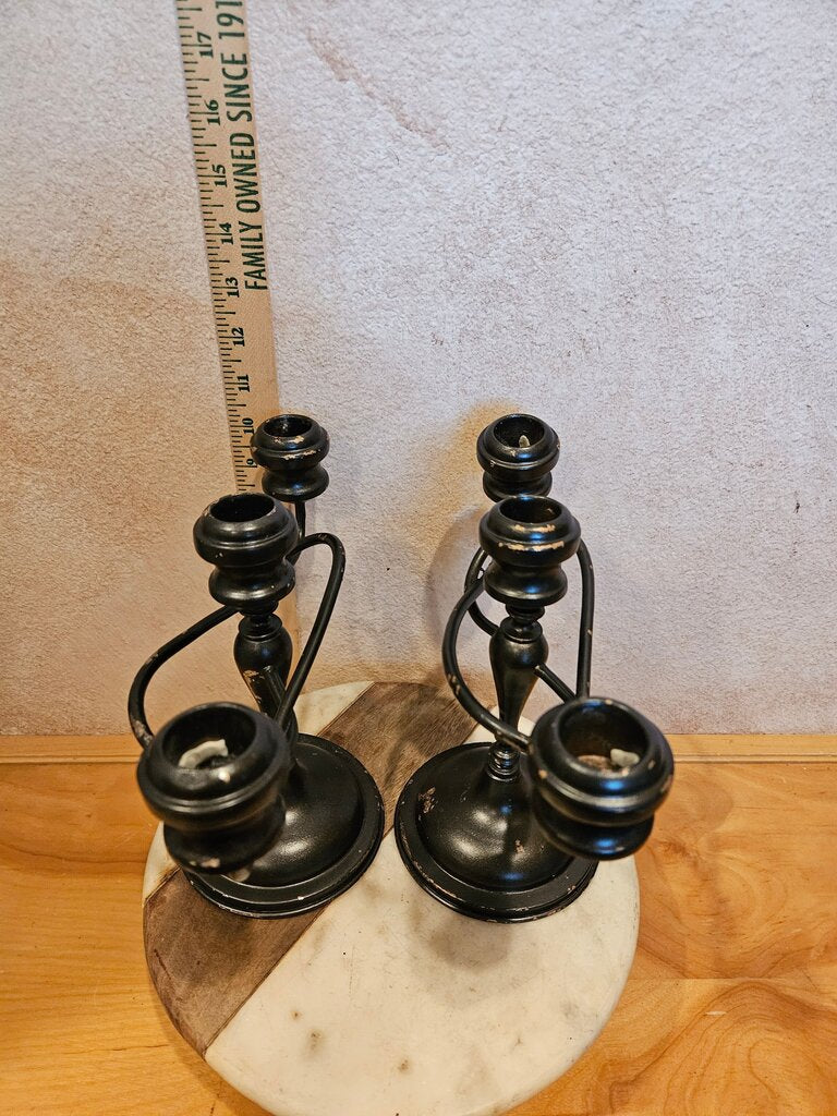 Pair of 3Twisty Arm Silver-Plated Candelabras by RAND in England Candle Stick Holder, Century Silver Plated Candelabra Halloween Gothic whisigoth decor