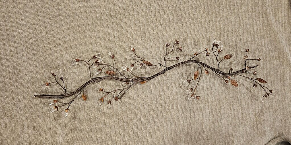 Decorative Metal and Crystal Wire Wall Art w Floral Design grandma cottagecore elegant