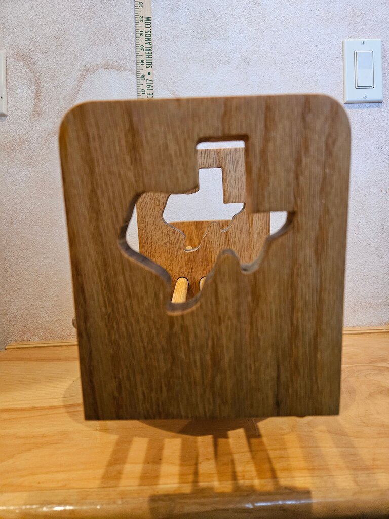 Texas Vintage Mid-Century Modern Adjustable Sliding Wooden Book Stand Holder