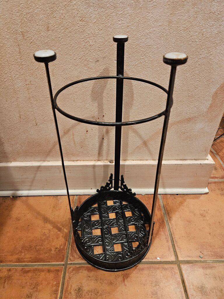 Vintage Black Metal Plant Stand w scroll design