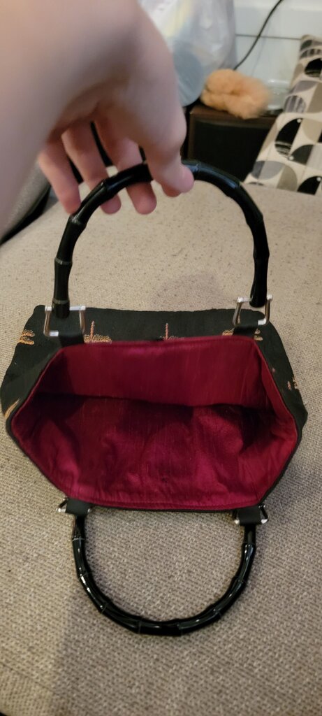 Black Handbag with Dragonfly Design