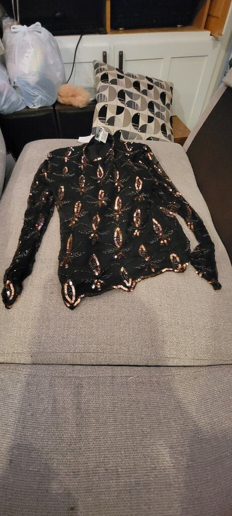 Stenay Black Long Sleeve Sequined Shirt