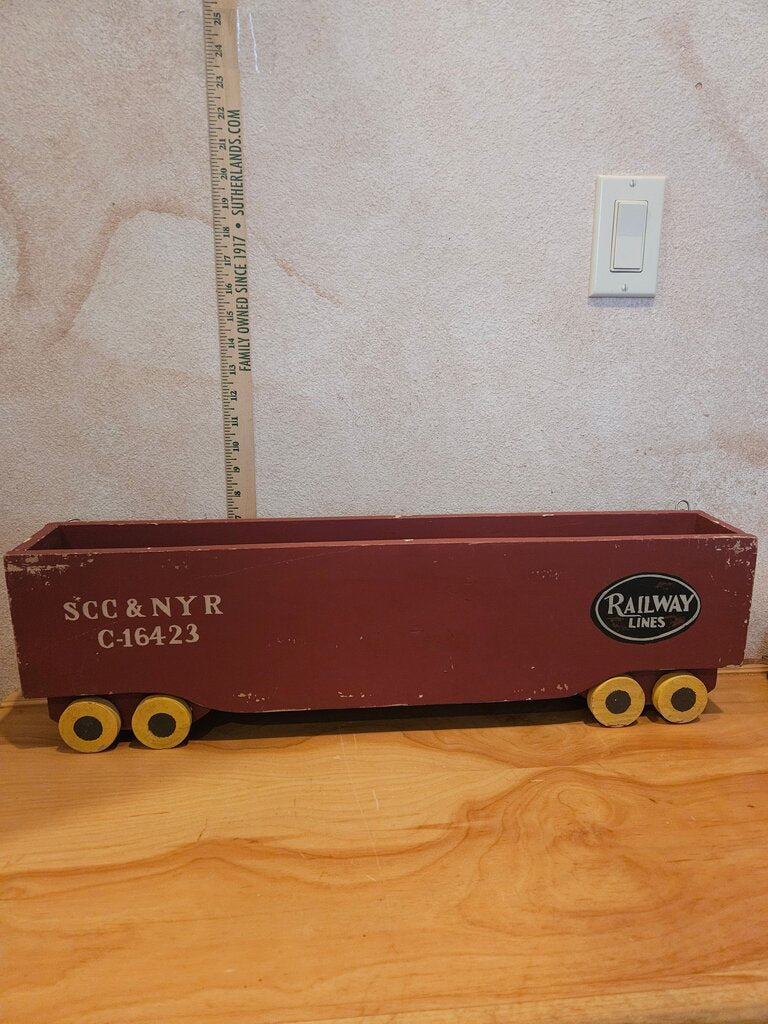 Rare pottery barn wood train shelves Wooden Railway Cars wall mount storage display boxes