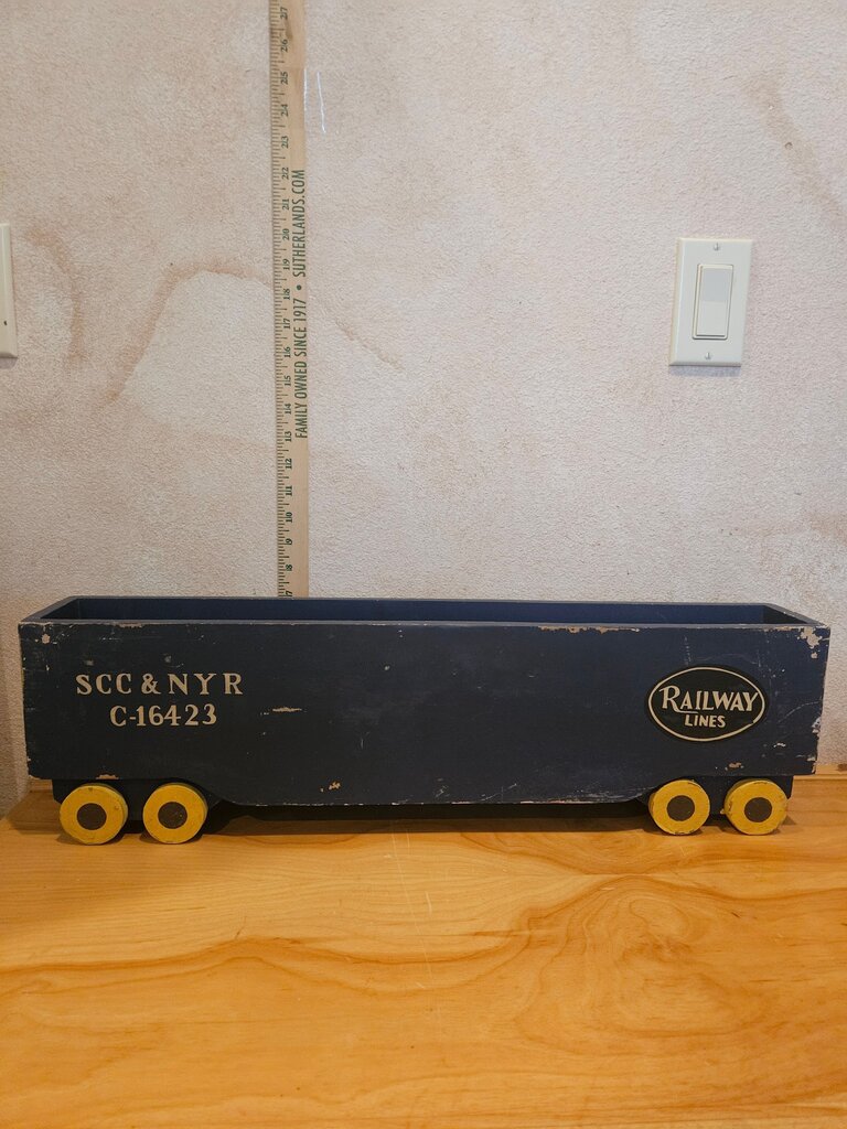 Rare pottery barn wood train shelves Wooden Railway Cars wall mount storage display boxes