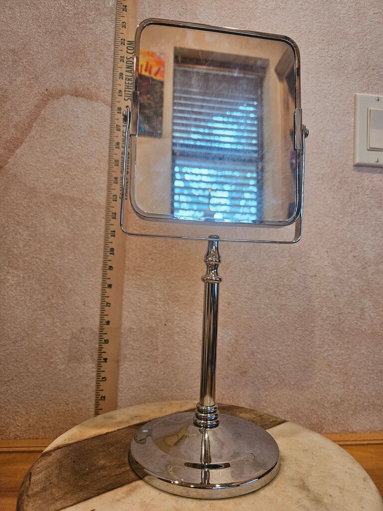 Personal Swivel Shaving Double-Sided Makeup Mirror w Stand tabletop vanity bathroom