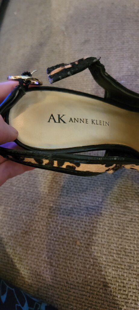 Anne Klein Leopard Print Peep Toe Slingback Heels