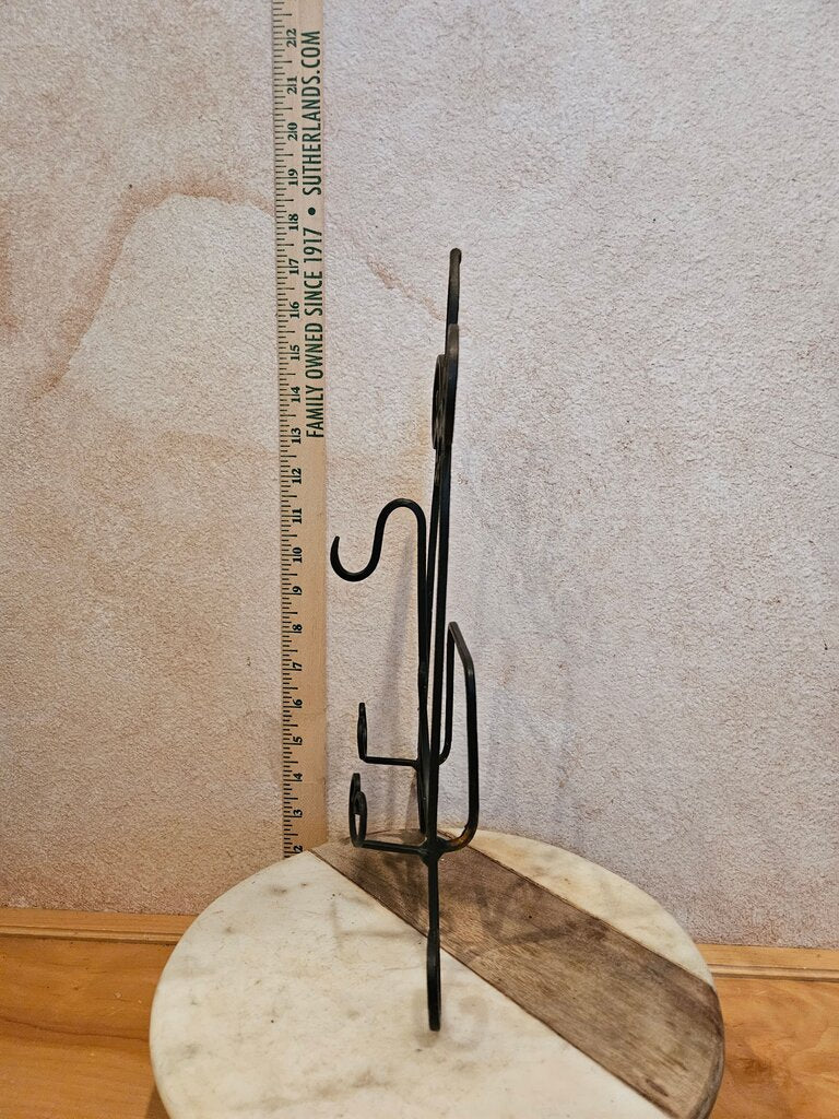 Vintage Metal Easel Stand cookbook stand Ornate Scrollwork, Rustic Black book riser