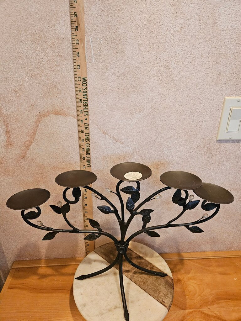 Decorative Black Candle Holder w Leaf Design gothic wicken witchy halloween fall decor gobblincore