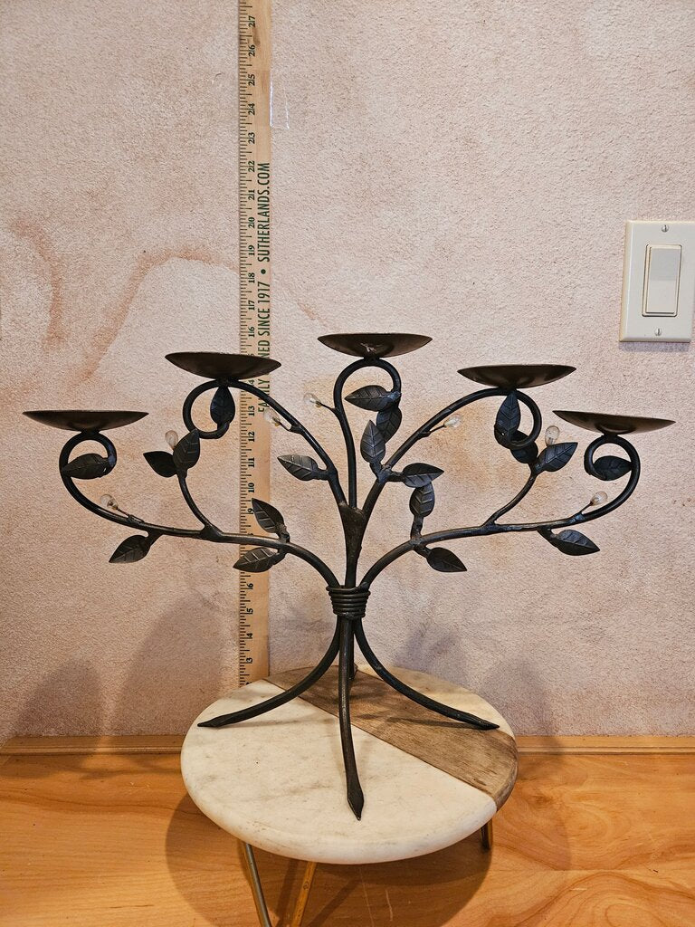 Decorative Black Candle Holder w Leaf Design gothic wicken witchy halloween fall decor gobblincore