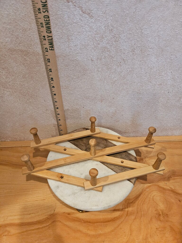 Large Vintage Wooden Peg Rack, Accordion Wood Hanging Rack, Folding Rack, Mug Rack, Wall Mount Rack, Coat Rack Hat Rack Peg Rack