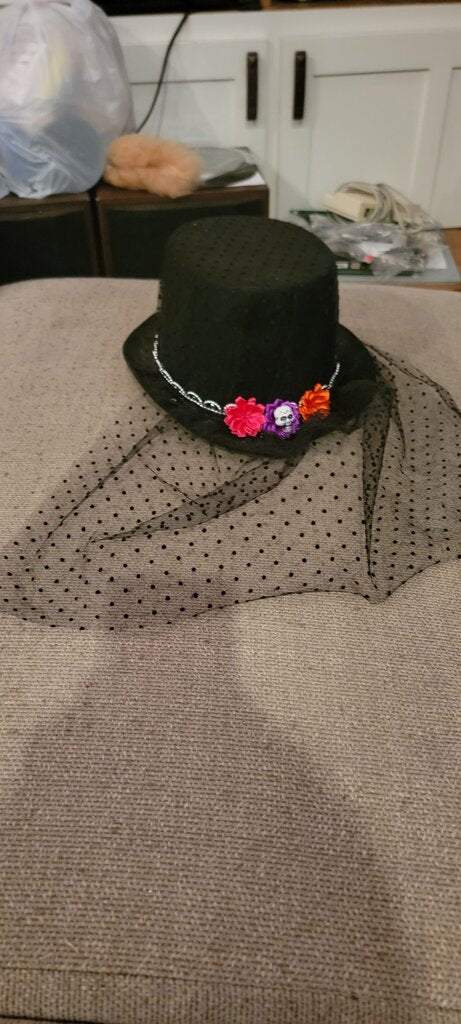 Classic Black Hat with Floral Decoration