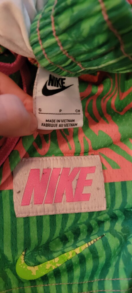 Nike Boys Swim Shorts Green and Pink Pattern