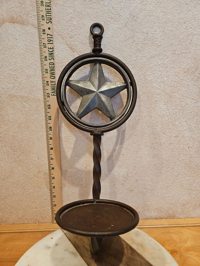 Rustic Heavy Duty Texas Star Cast Iron Wall Sconce Candle or Plant Holder